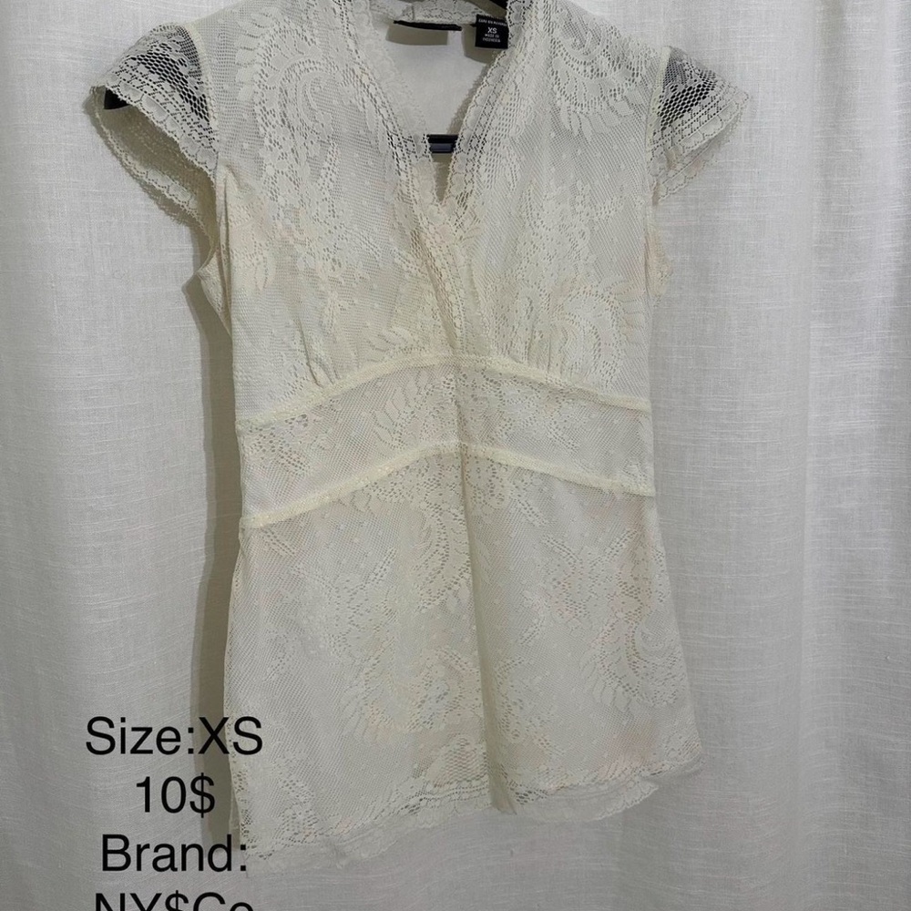 New York & Company Women's Cream Lace Top